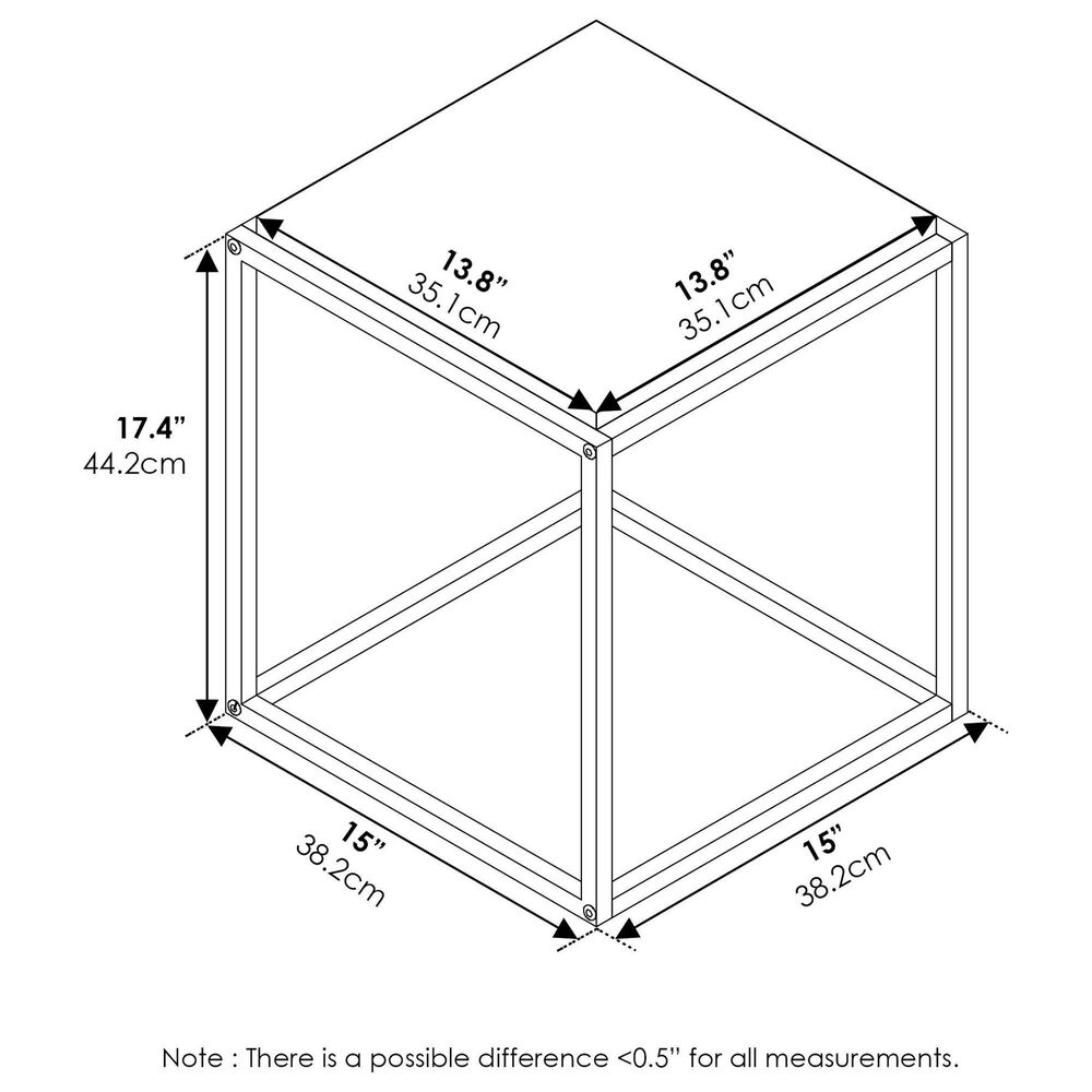 HOMLUX Cube Stackable End Table in Columbia Walnut and Black, , large