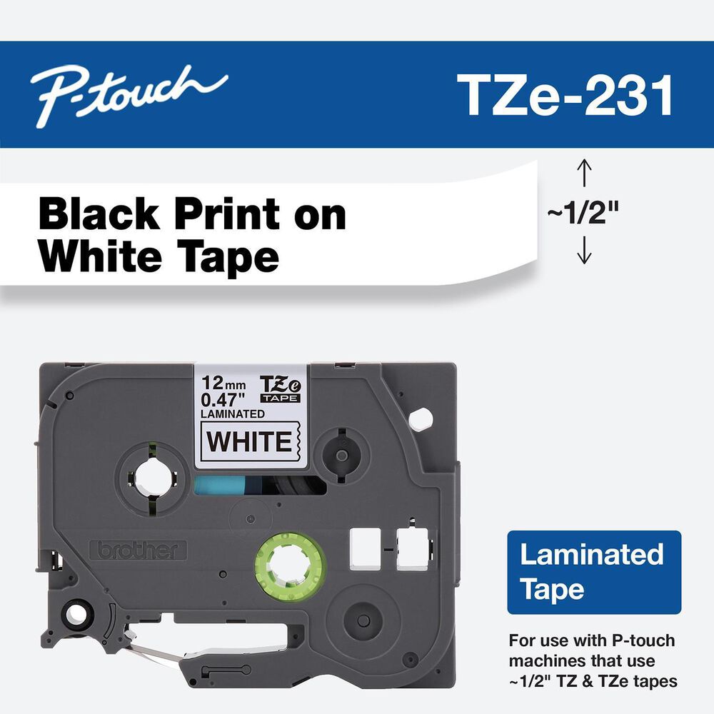 Brother P-touch TZEFA3  12mm Navy Blue on White Fabric Iron-On Tape