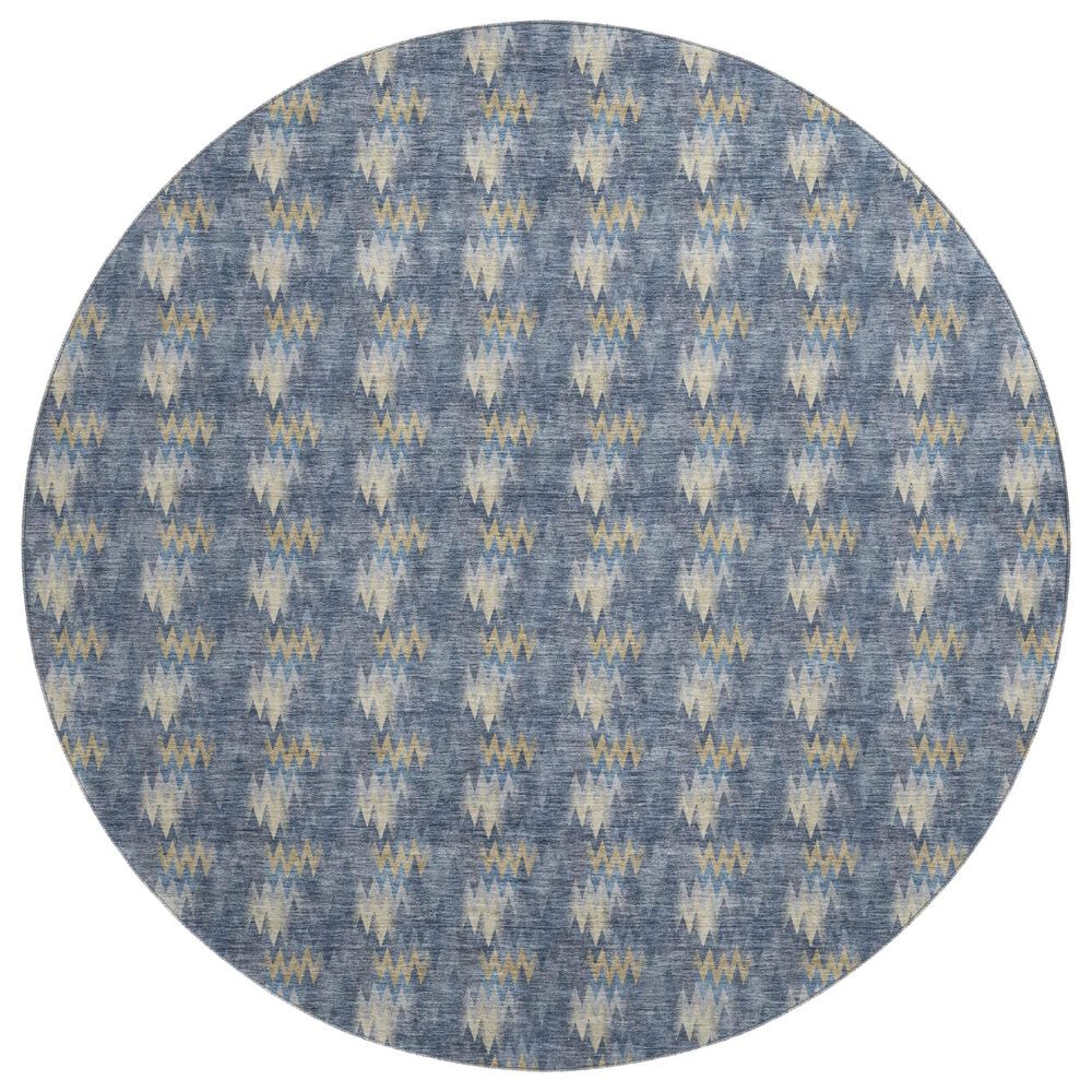 Dalyn Rug Company Soft Essentials Chevron Navy 8" Round Area Rug, , large