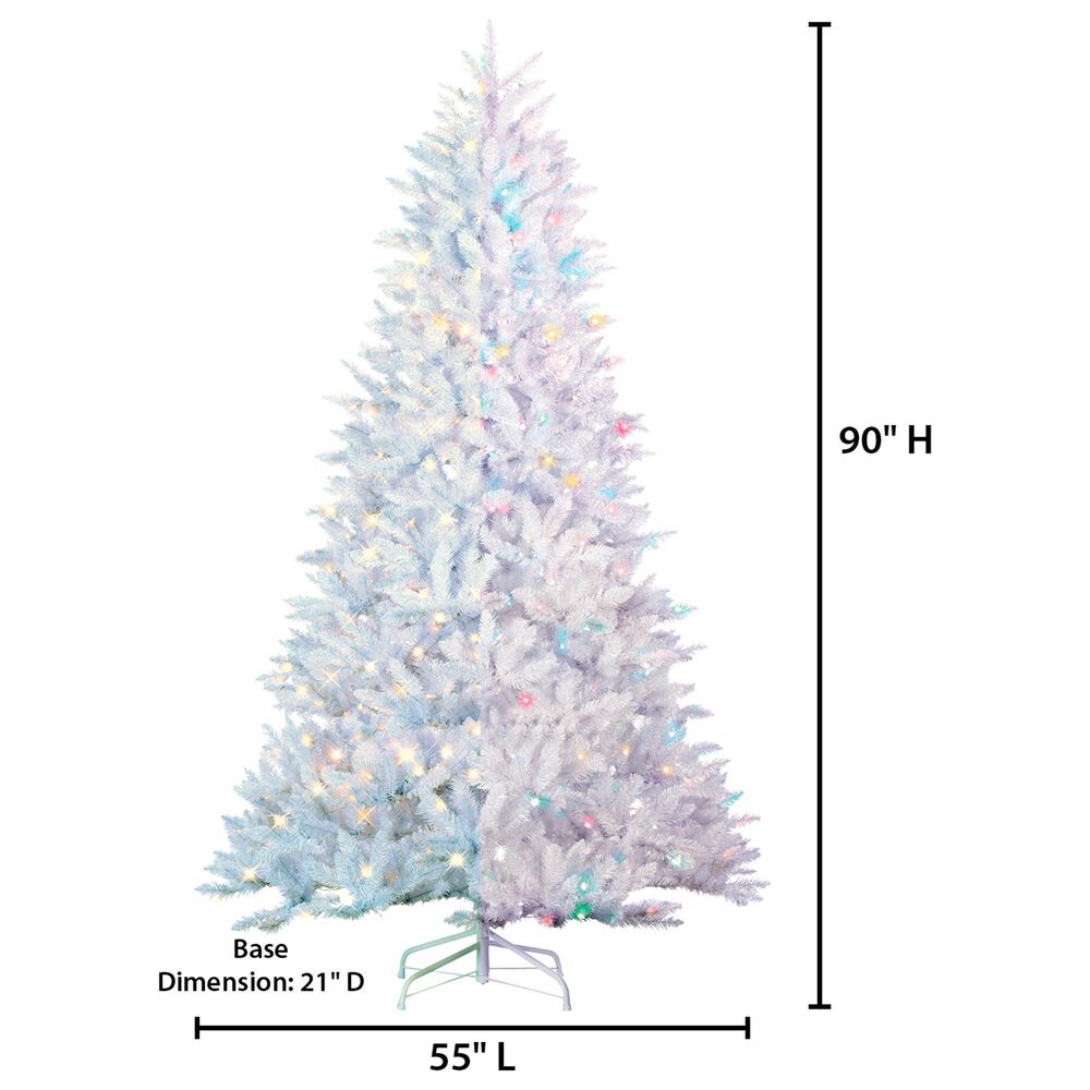 The Gerson Company 7.5&#39; Parkview Pine Artificial Christmas Tree with Multicolored LED Lights in White, , large