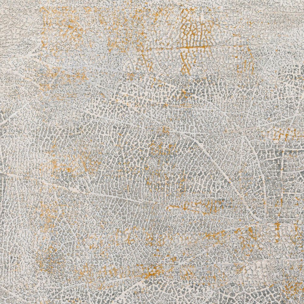 Surya Dresden Medium Gray, White, Light Slate, Gray, Mustard and Denim 6'7" Round Area Rug, , large
