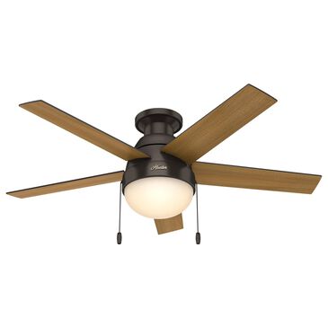 Hunter Anslee Low Profile 46" Ceiling Fan with LED Lights in Premier Bronze, , large