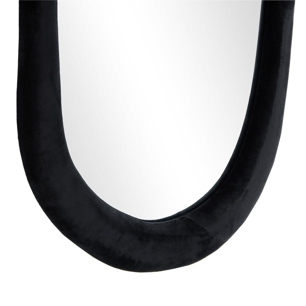 Maple and Jade 65&quot; x 26&quot; Velvet Abstract Wavy Wall Mirror in Black, , large
