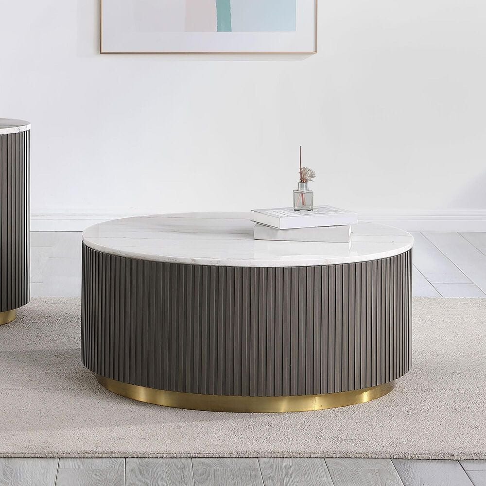 Pacific Landing Jason Coffee Table in White, Charcoal and Brushed Gold, , large