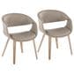 LumiSource Curvo Contemporary Upholstered Chair in Whitewashed Wood and Light Grey Faux Leather by LumiSource - Set of 2, , large
