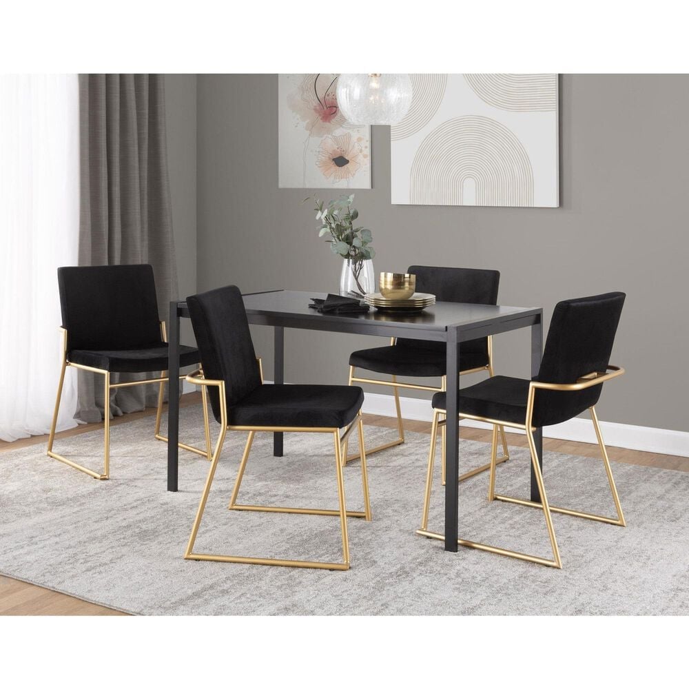 LumiSource Dutchess Side Chair with Black Velvet Cushion in Gold (Set of 2), , large