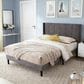 HOMLUX Full Upholstered Platform Bed Frame with Tufted Headboard in Dark Gray, , large