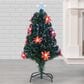 The Gerson Company 3" High Color-Changing Christmas Tree with Red Poinsettia Flowers in Green, , large