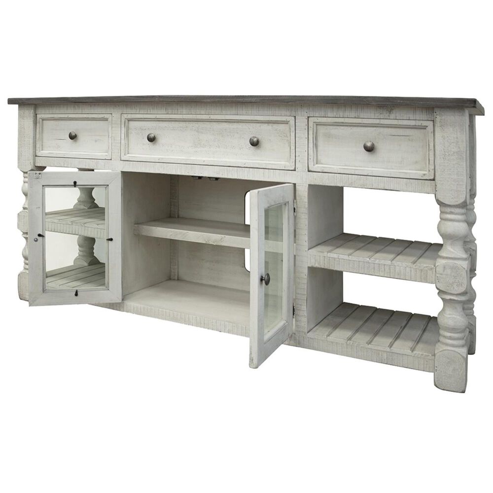 Fallridge Stoneart 70" TV Stand in Distressed White Nebraska