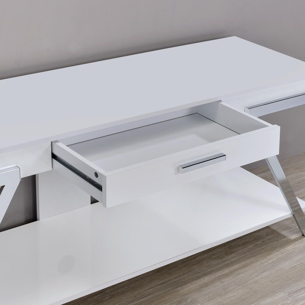 Steve Silver Furniture Zena Lift-Top Cocktail Table with Casters in White and Chrome, , large