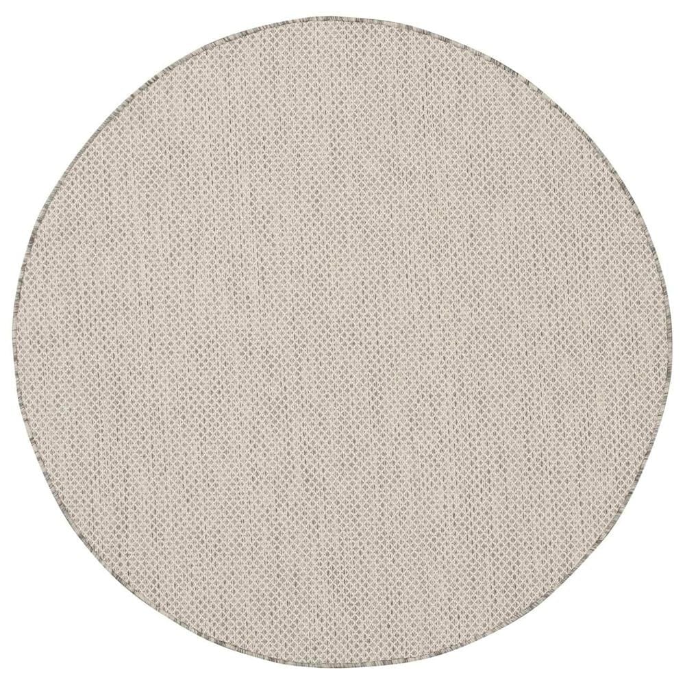 Nourison Courtyard Ivory and Silver 5&#39; Round Indoor/Outdoor Area Rug, , large