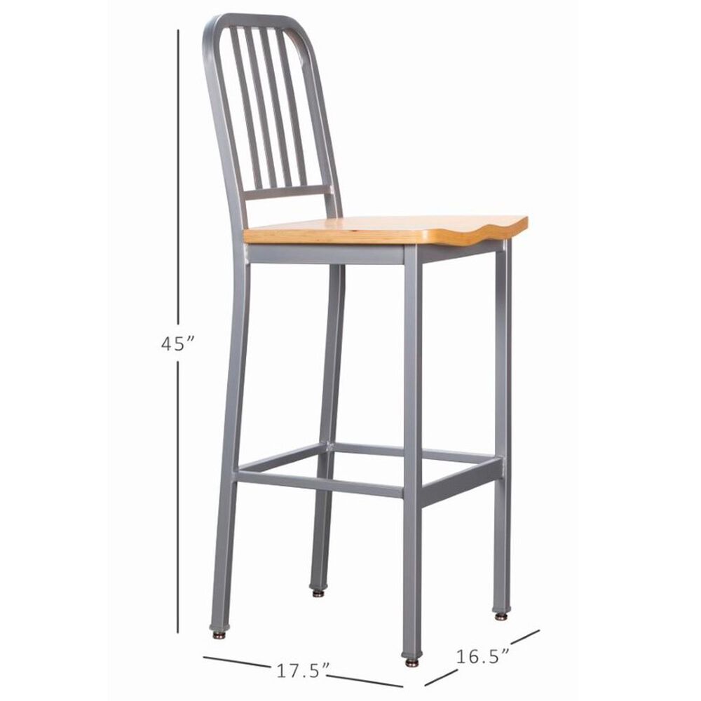 Linon Home Decor Frazier Bar Stool in Silver and Natural (Set of 2), , large