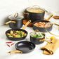 Faber Forged Induction 3-Quart Ceramic Nonstick Saute Pan with Lid in Black and Gold, , large
