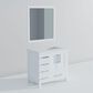 Lexora Home Jacques 36" Right Offset Single Bathroom Vanity in Distressed Grey with 2 cm White Quartz Top, Rectangular Sink and 34" Mirror, , large