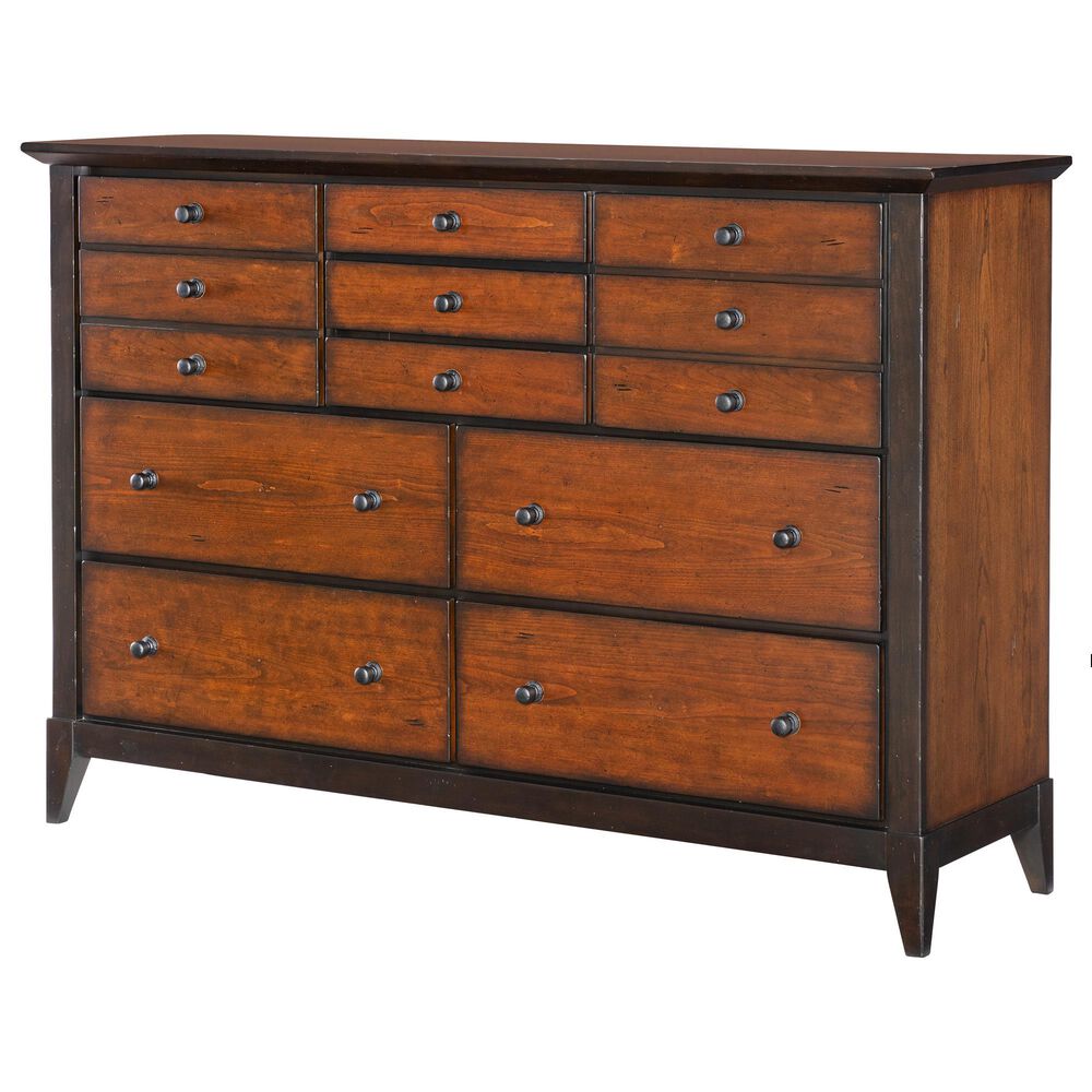 Legacy Classic Fenmore 7-Drawer Dresser and Mirror in Mocha and Distressed Cherry, , large