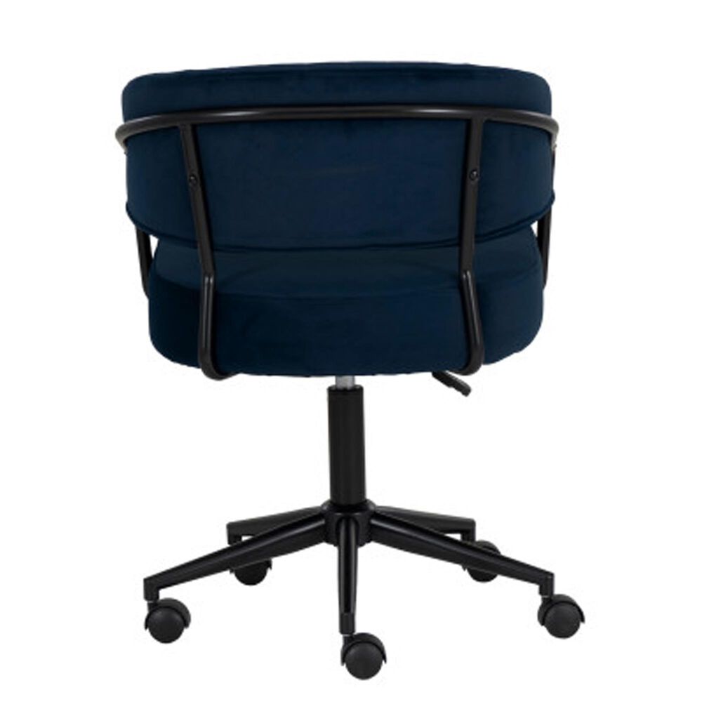 Linden Boulevard Portland Desk Chair with Navy Cushion in Black, , large