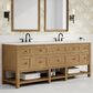 James Martin Breckenridge 84" Double Bathroom Vanity in Light Natural Oak with 3 cm White Zeus Top and Rectangular Sinks, , large