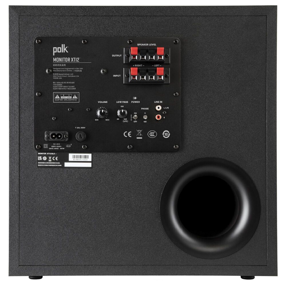Polk 12&quot; Subwoofer + 6.5 Floorstanding Tower Speaker + 5.25 Center Channel Speaker + Denon 5.2 Channel AV 8K Receiver with HEOS Built-in in Black, , large