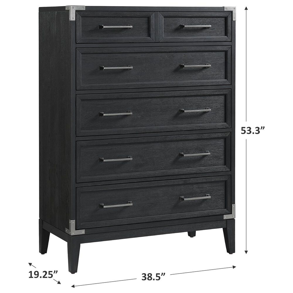 Hawthorne Furniture Laguna 5 Drawer Chest in Weathered Steel Slate, , large