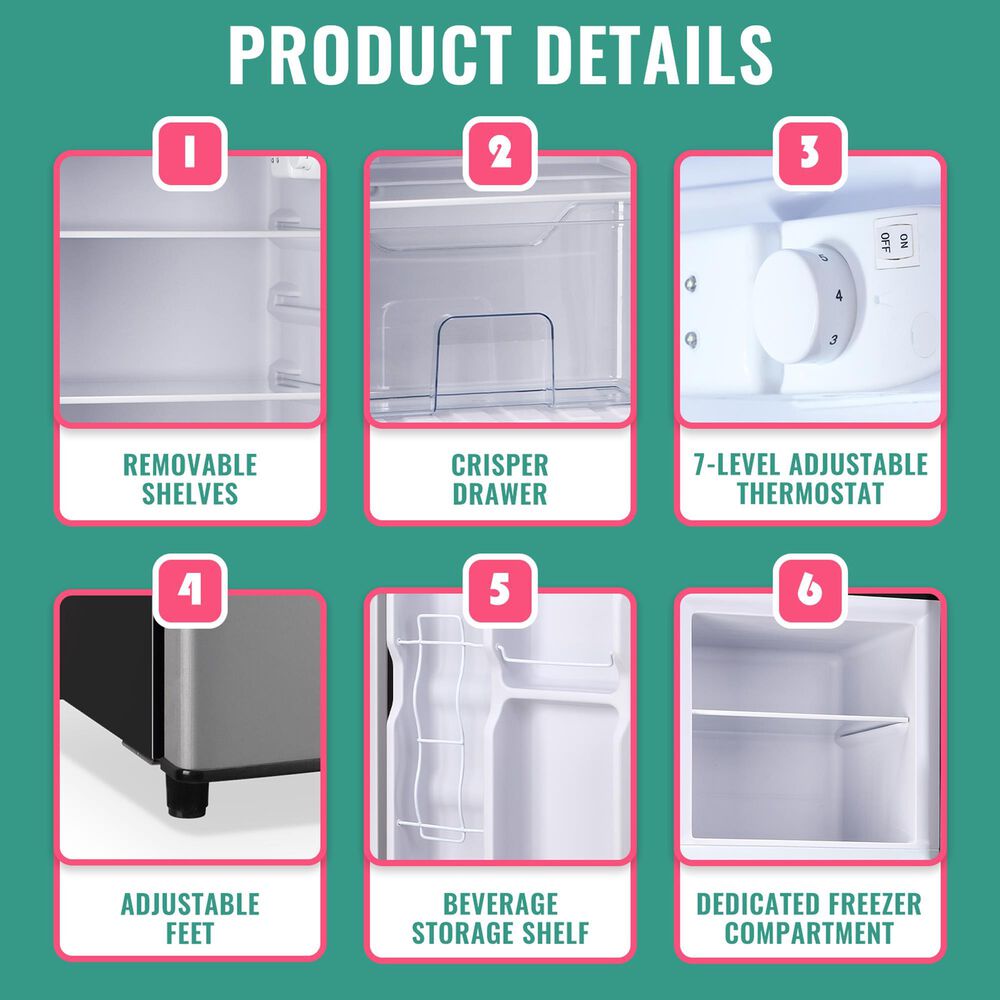 HOMLUX 5 Cu. Ft. Mini Upright Refrigerator with 1.8 Cu. Ft. Top Freezer in Silver, , large