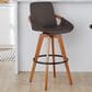 Lumisource Cosmo Swivel Barstool with Brown Cushion in Walnut and Black, , large