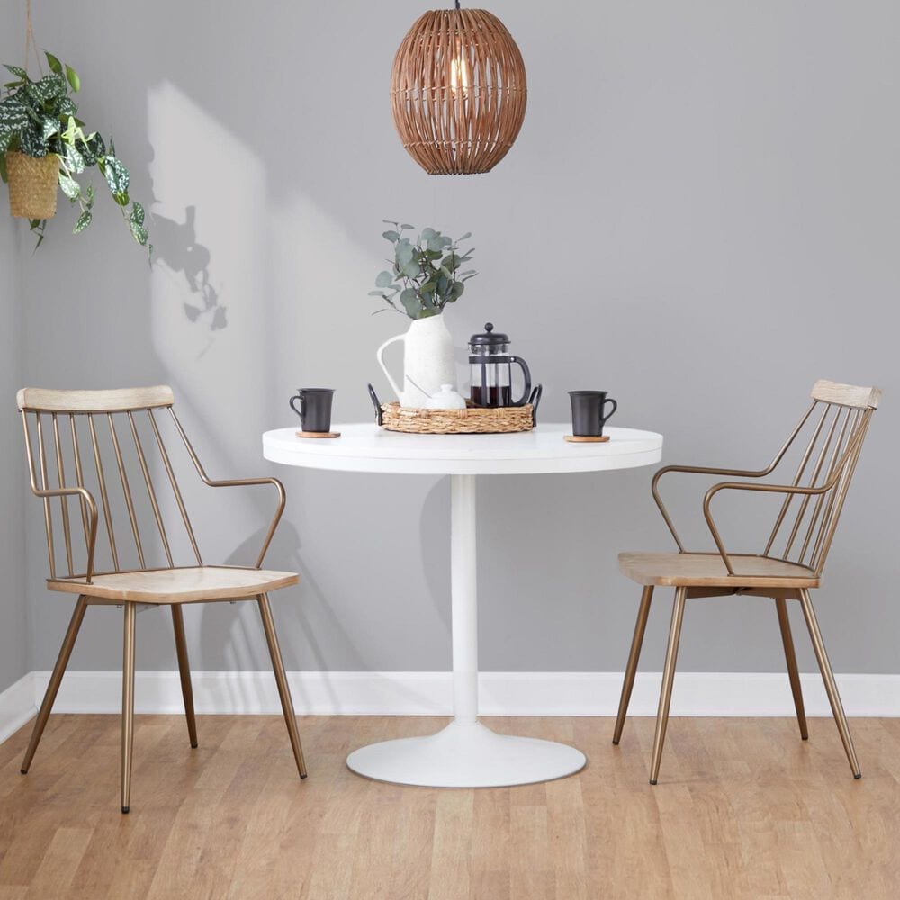 LumiSource Preston Farmhouse Accent/dining Chair in Antique Copper and Whitewashed Wood by LumiSource - Set of 2, , large