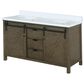 Lexora Home Marsyas 60" Double Bathroom Vanity in Rustic Brown with 2 cm White Cultured Marble Top and Rectangular Sinks, , large