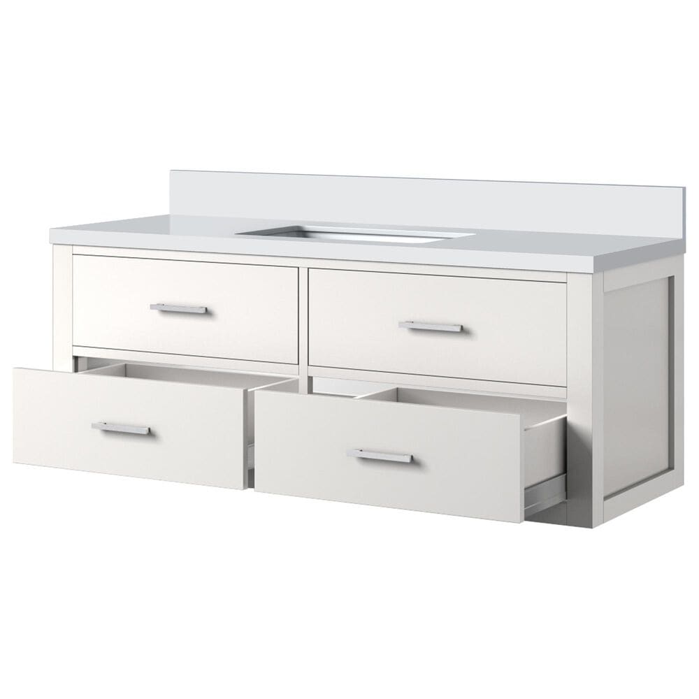 Lexora Home Castor 48&quot; Single Bathroom Vanity in White with 2 cm White Cultured Marble Top and Rectangular Sink, , large