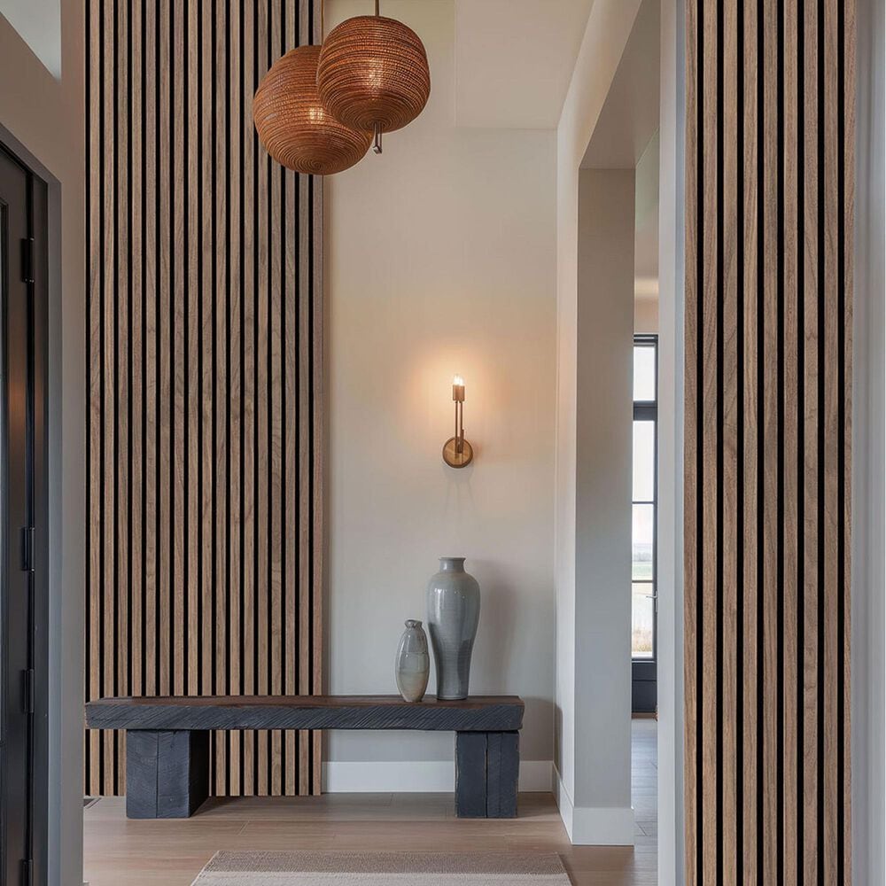 MS International Acoustic Wood Slat Tawny 9.5&quot; x 120&quot; Wall Panels, , large