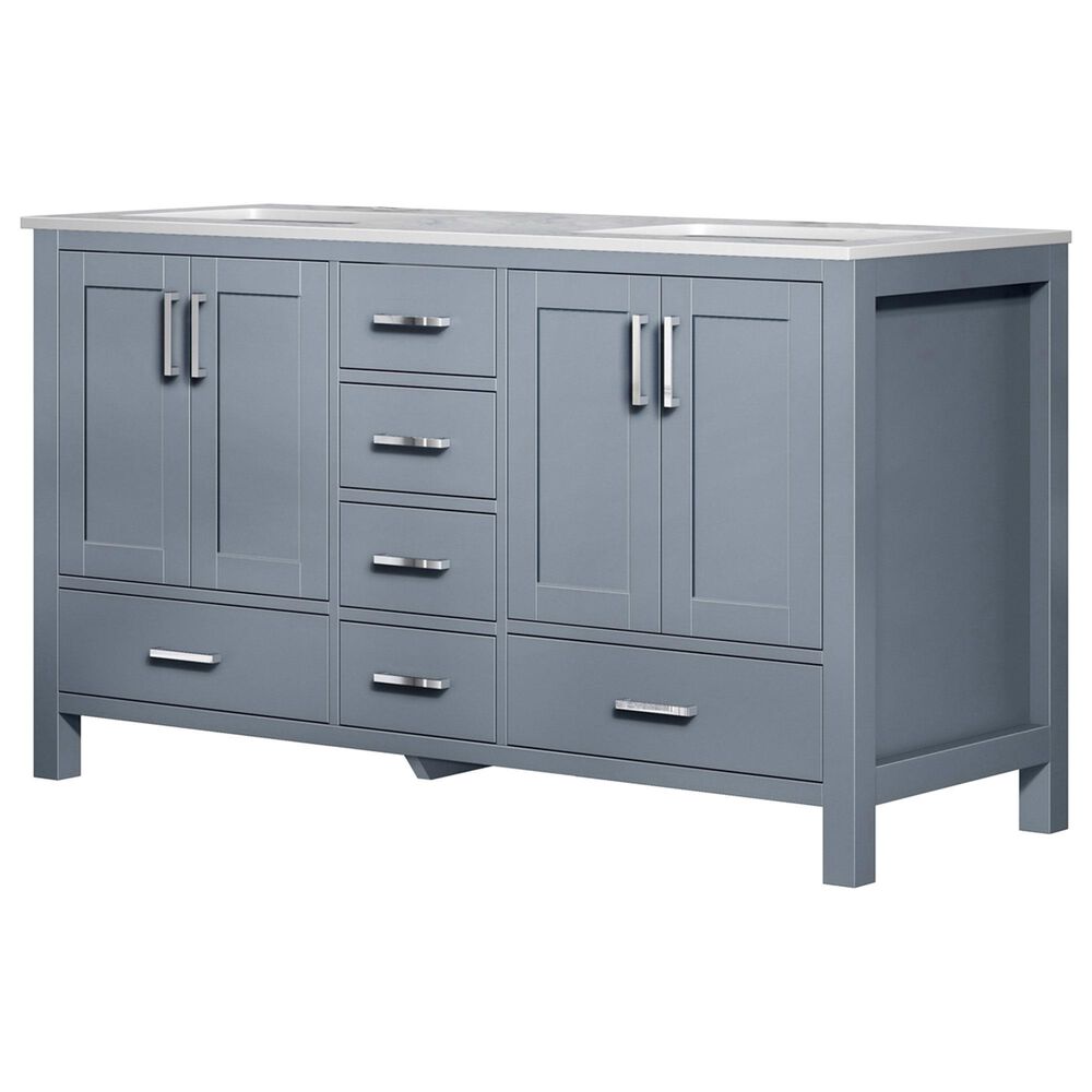 Lexora Home Jacques 60" Double Bathroom Vanity in Dark Grey with White Carrara Marble Top and Rectangle Sinks, , large