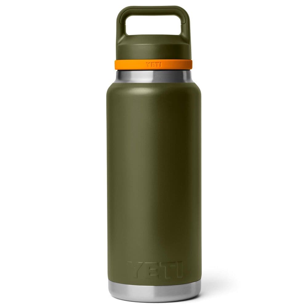 YETI Rambler 36 Oz Water Bottle with Color-Blocked Chug Cap in Olive and King Crab Orange, , large