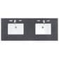 James Martin Vanities Chicago 60" Double Bathroom Vanity in Glossy White with 3 cm Charcoal Soapstone Quartz Top and Rectangular Sinks, , large