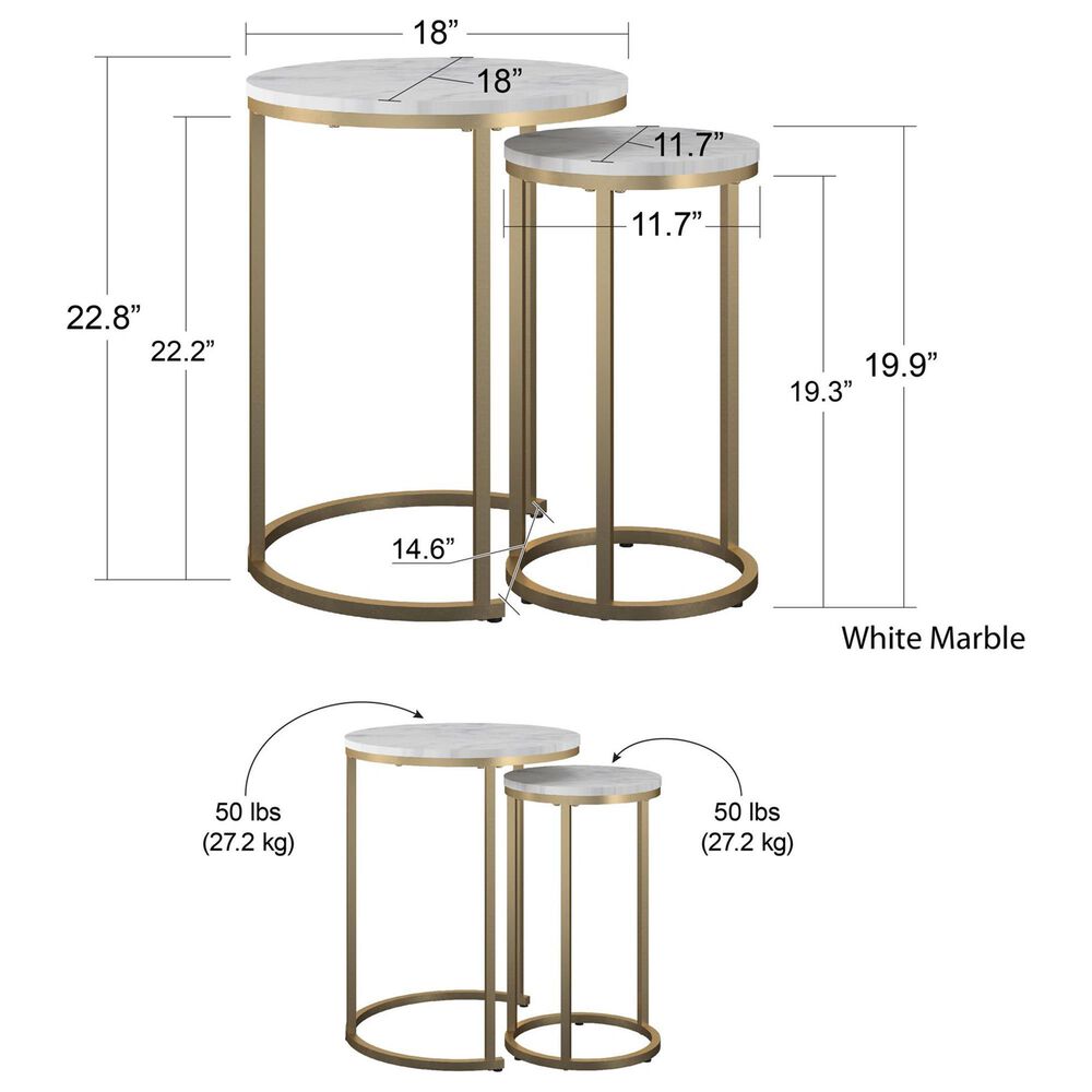 DHP Amelia Nesting Tables in White Marble, , large