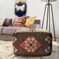 LR Home 18" Square Kilim Pouf in Brown and Orange, , large