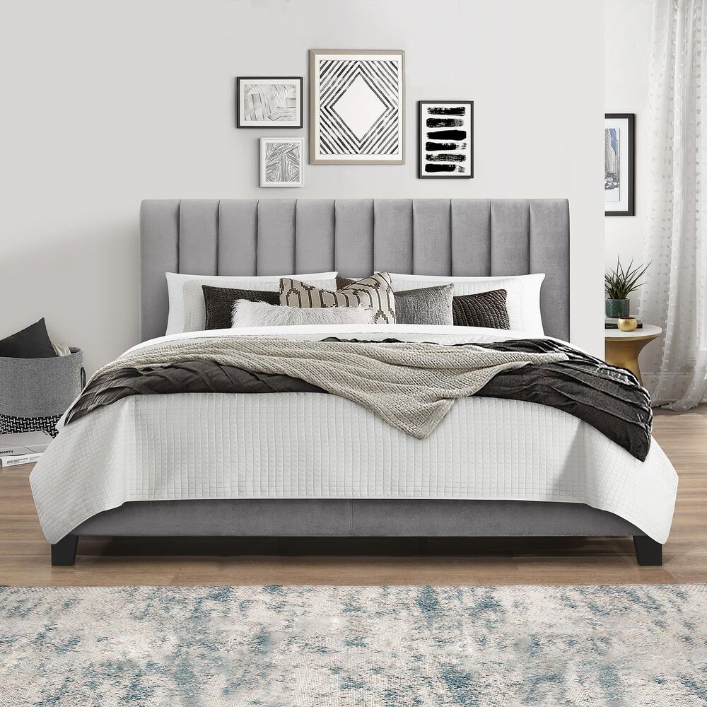 Richlands Furniture Crestone King Upholstered Platform Bed in Gray, , large