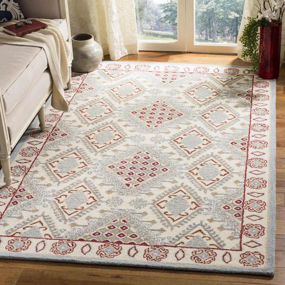 Safavieh Micro-Loop 5&#39; x 8&#39; Ivory and Red Area Rug, , large
