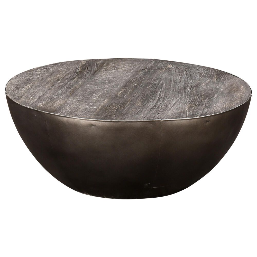 Crestview Collection Bengal Manor Drum Cocktail Table in Pewter, , large