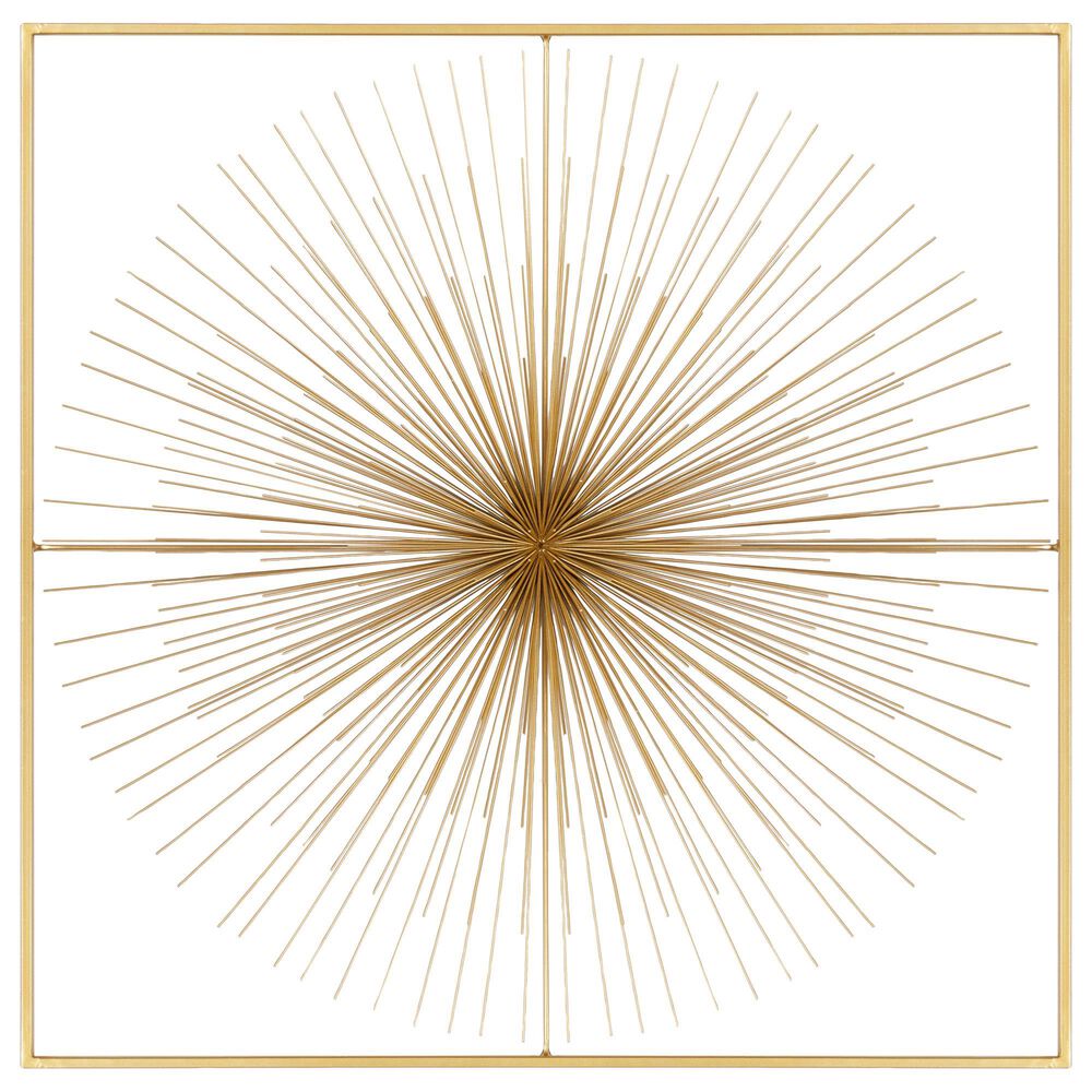CosmoLiving by Cosmopolitan 36" Square Modern Wall Decor with Starburst Center in Gold, , large