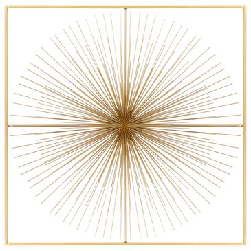 CosmoLiving by Cosmopolitan 36" Square Modern Wall Decor with Starburst Center in Gold, , large