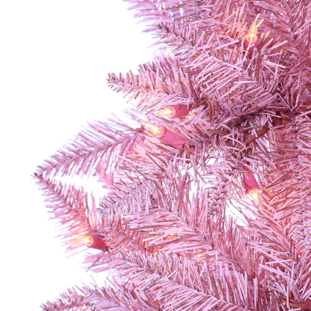 The Gerson Company 2&#39; Potted Artificial Christmas Tree with Warm White LED Lights in Pink, , large