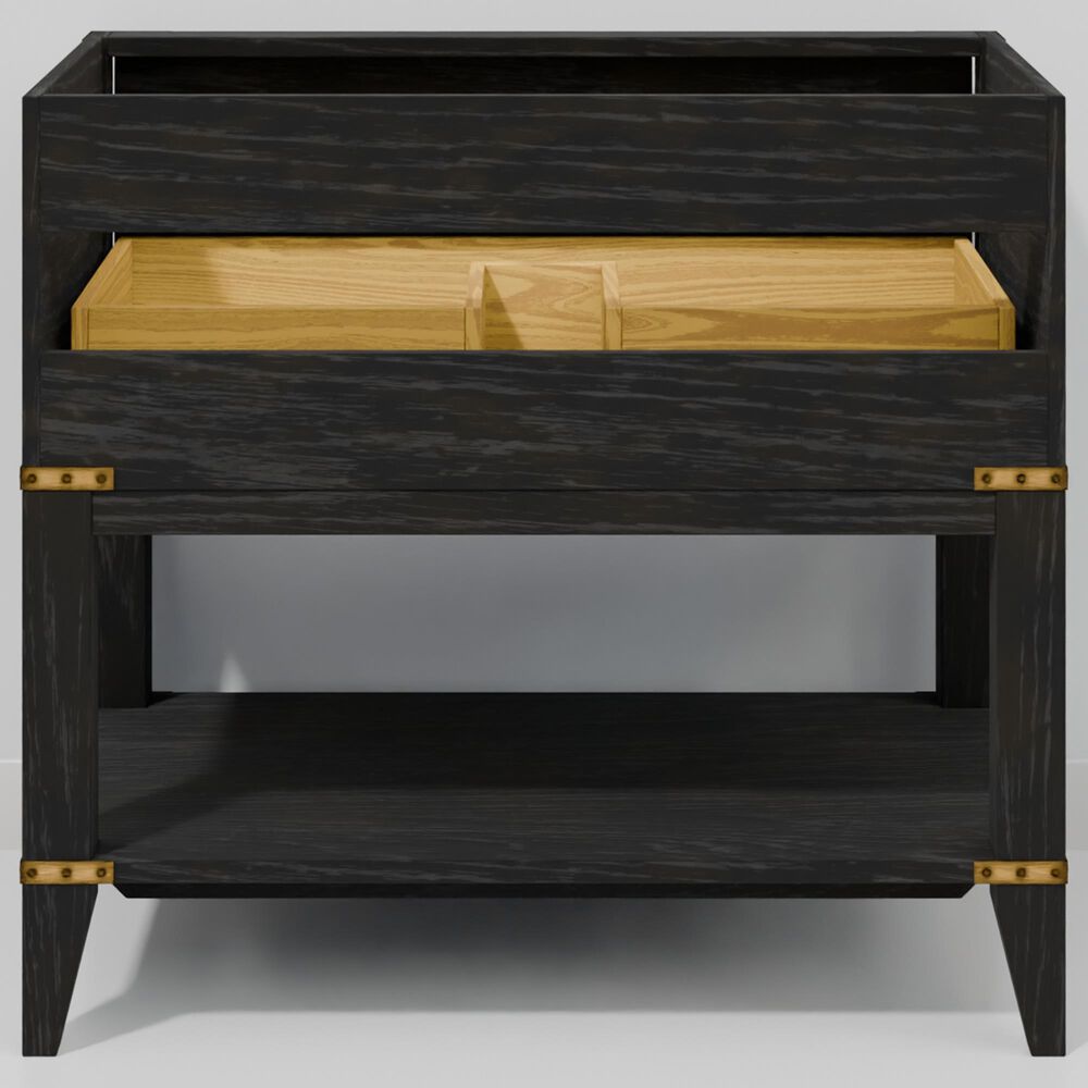 Lexora Home Norwalk 36" Single Bathroom Vanity in Black Oak with White Quartz Top and Rectangular Sink, , large