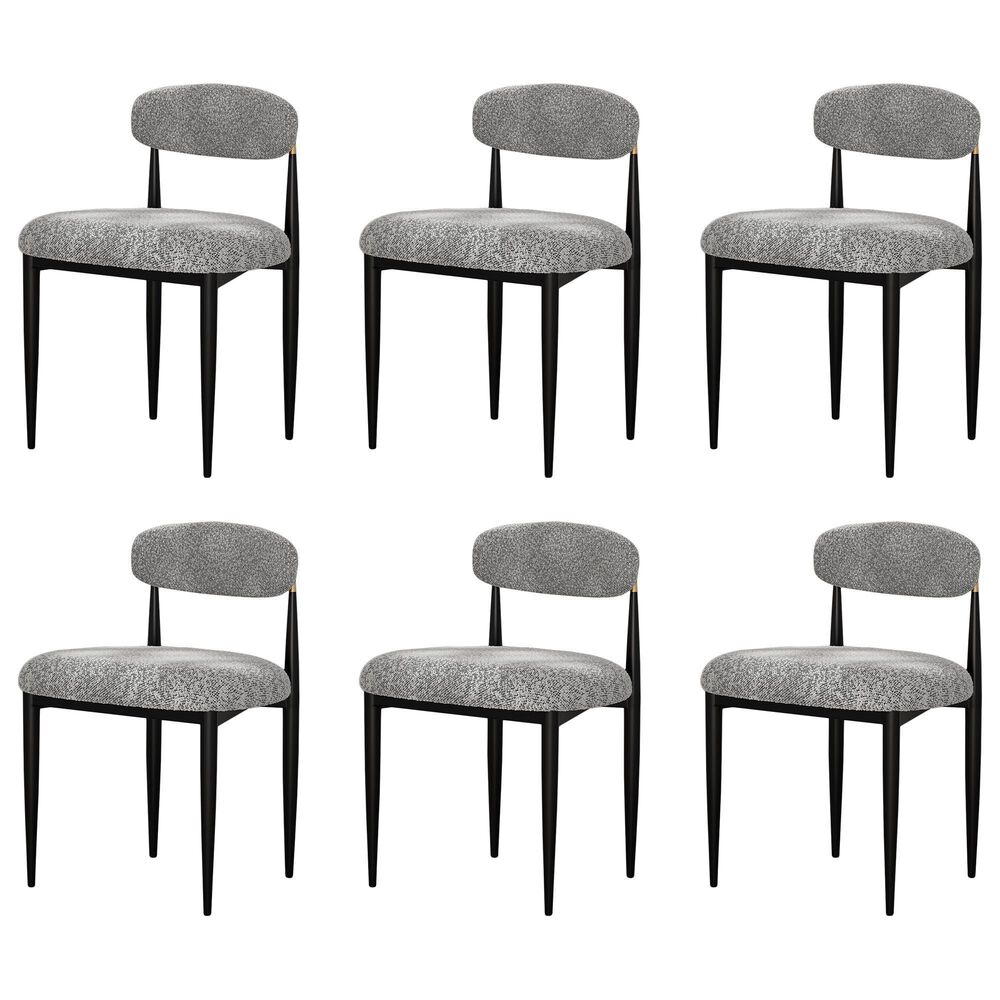 Morden Fort Modern Boucle Side Chair with Grey Cushion in Black and Gold (Set of 6), , large