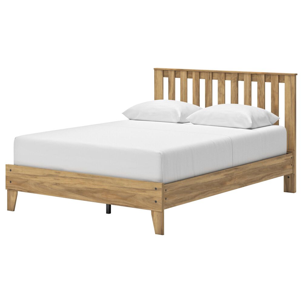 Ashley Bermacy Queen Platform Bed in Light Brown, , large