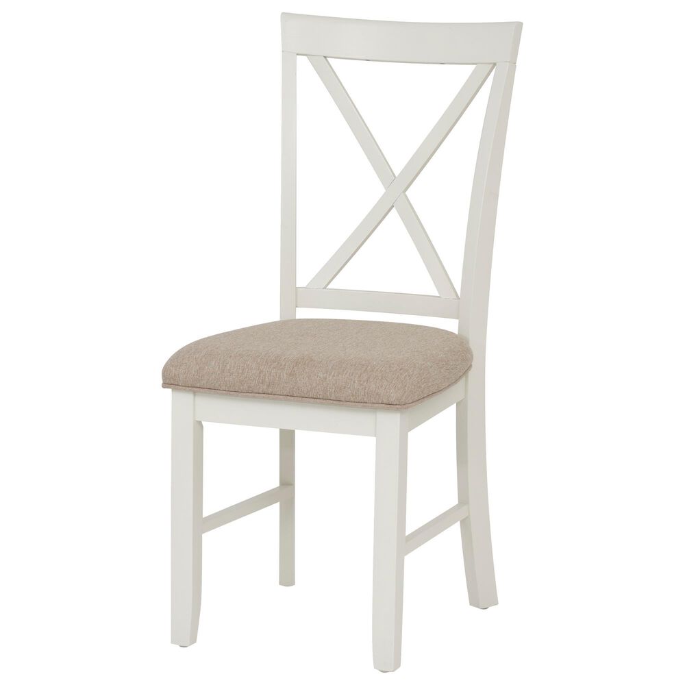 Linon Home Decor Jane Side Chair with Light Tan Cushion in Vanilla White, , large