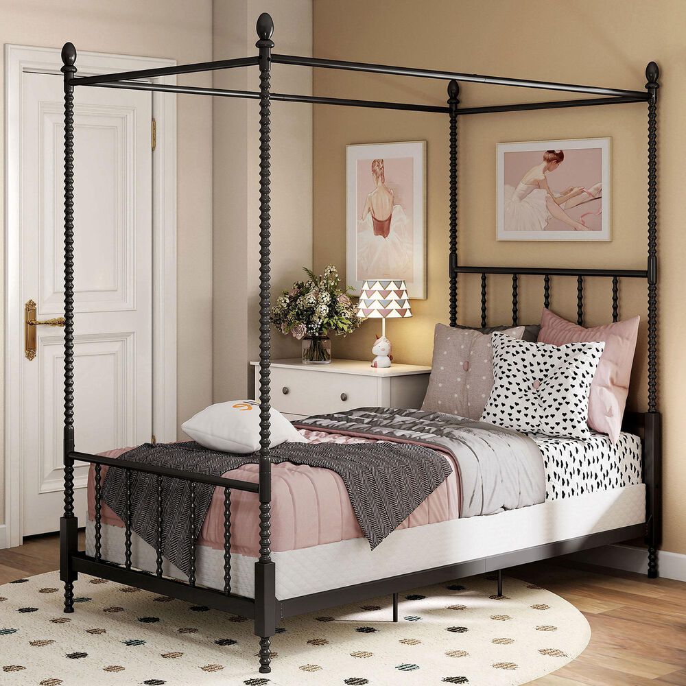 Furniture of America Elliot Twin Canopy Bed in Black, , large