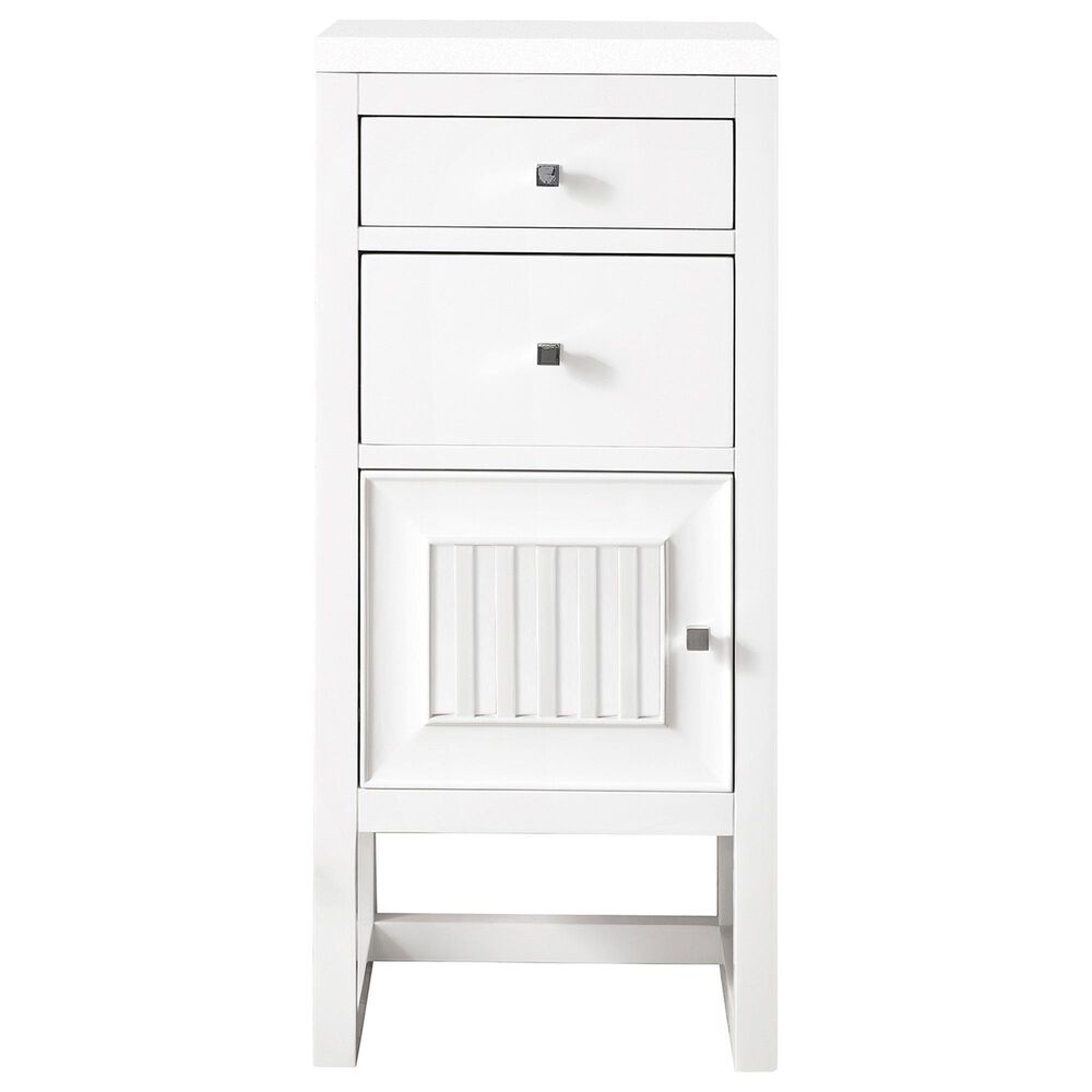 James Martin Vanities Athens 15" Left Door Cabinet in Glossy White with 3 cm White Zeus Quartz Top, , large