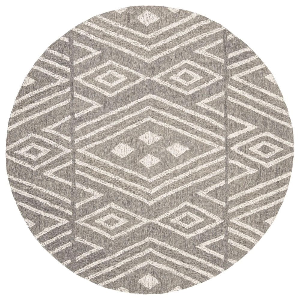 Safavieh Micro-Loop Southwestern 5" Round Grey and Ivory Area Rug, , large