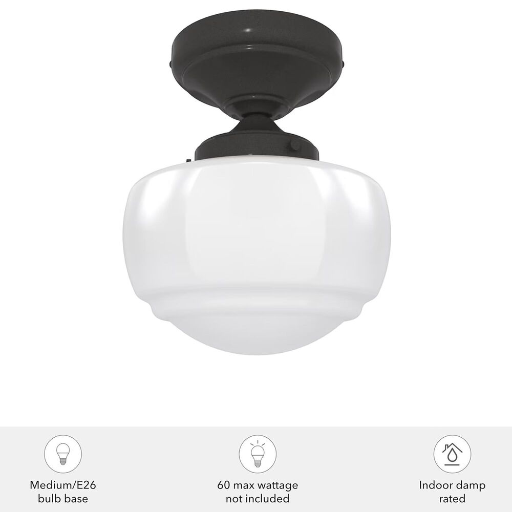 Hunter Saddle Creek 1-Light Mini Semi Flush with Shiny Cased White Glass in Noble Bronze, , large