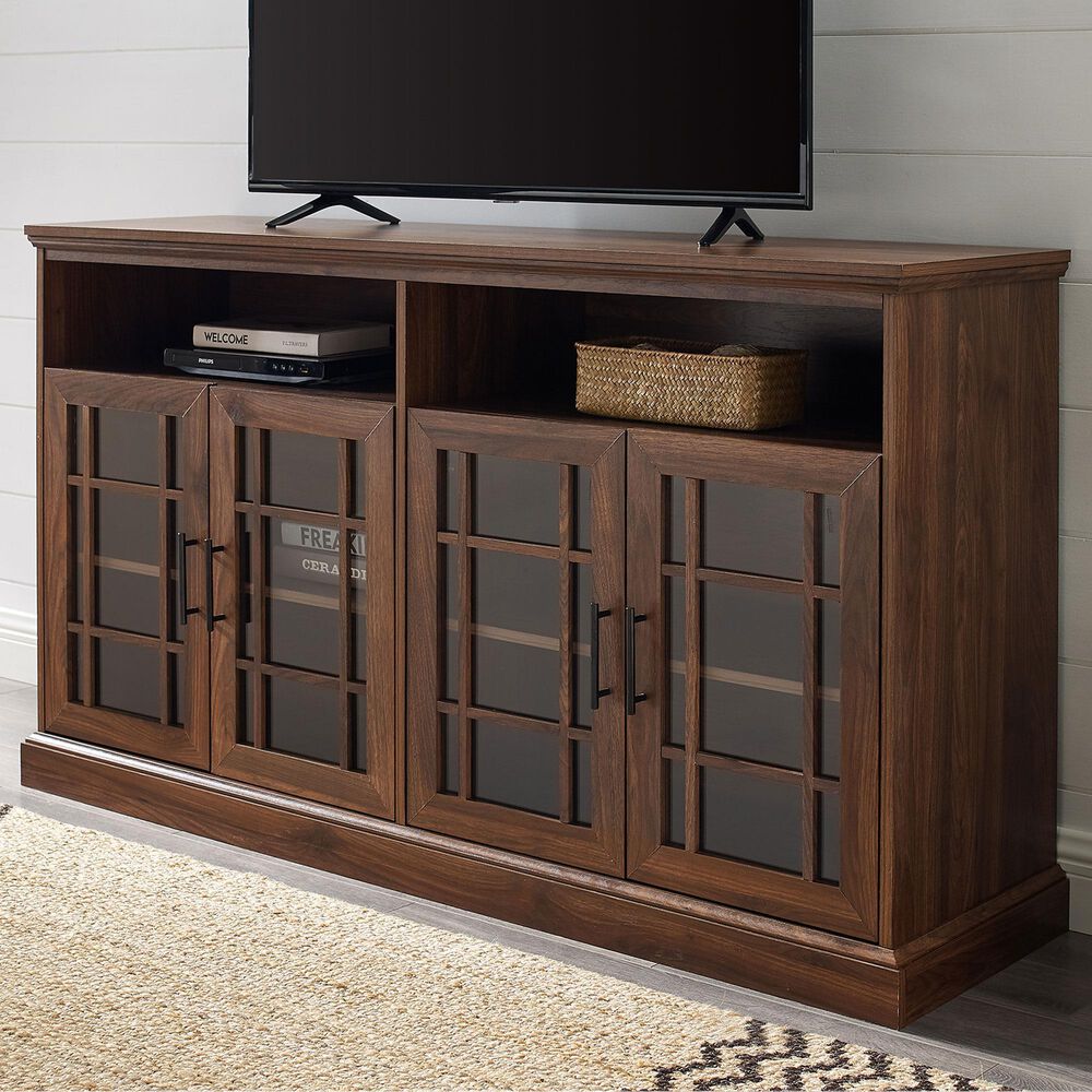 Walker Edison Hazel 58&quot; TV Stand in Dark Walnut, , large