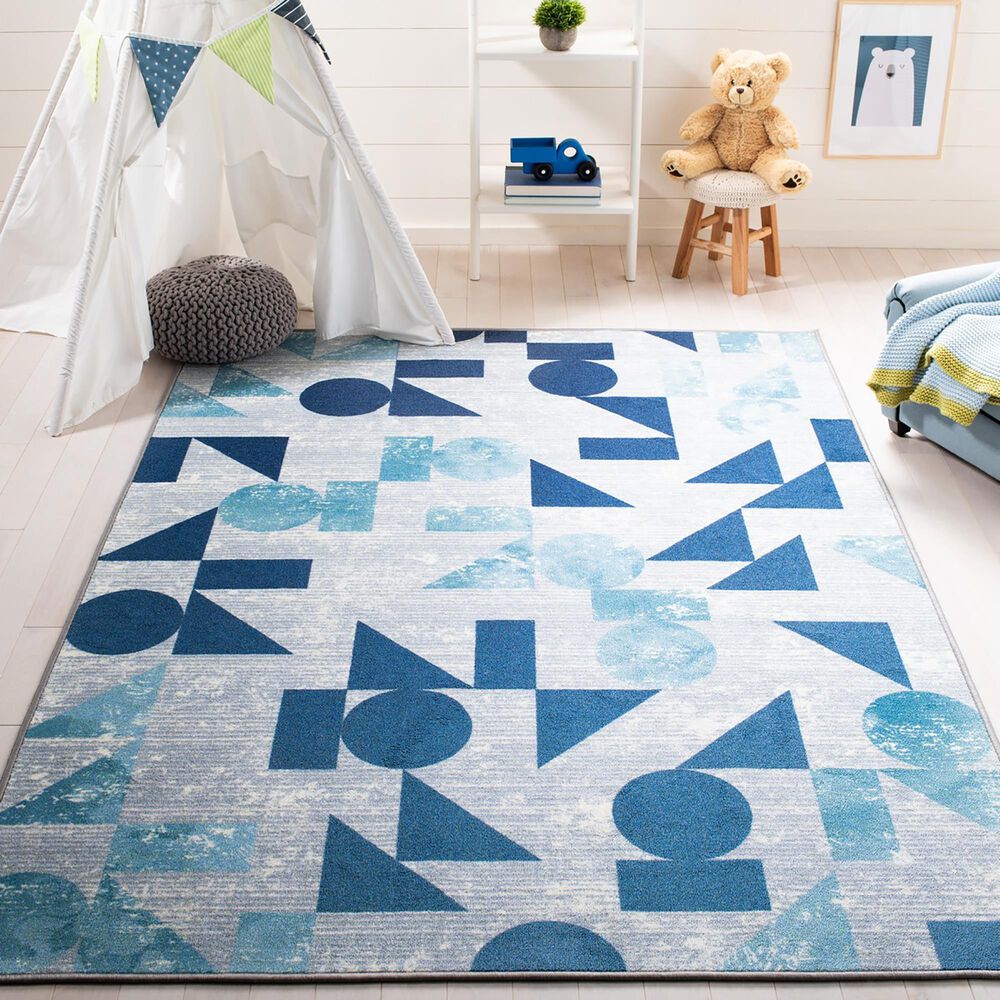 Safavieh Kids Playhouse KPH222F 3&#39;3&quot; x 5&#39;3&quot; Grey and Blue Rug, , large